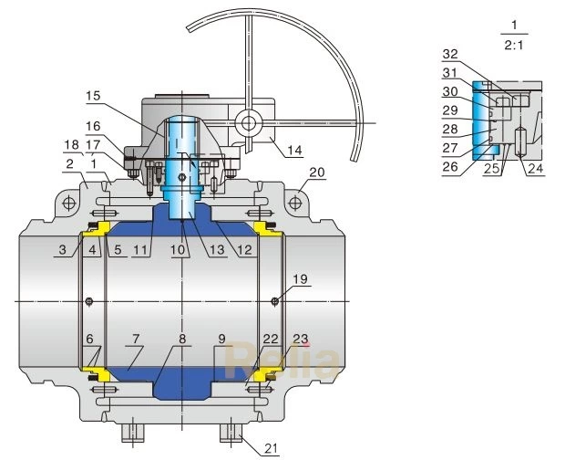 fully welded ball valve drawing