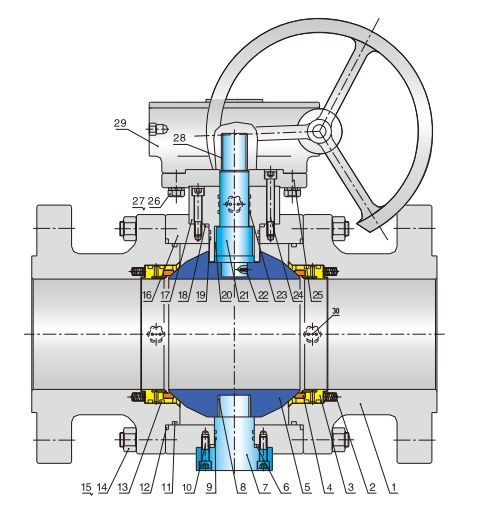 side entry trunnion ball valve drawing
