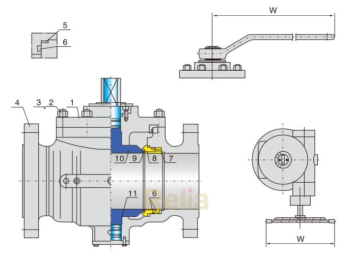 top entry trunnion ball valve drawing