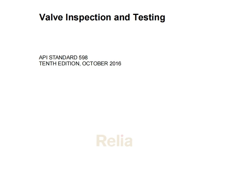 API 598 Pressure Test Chart, Leakage Class