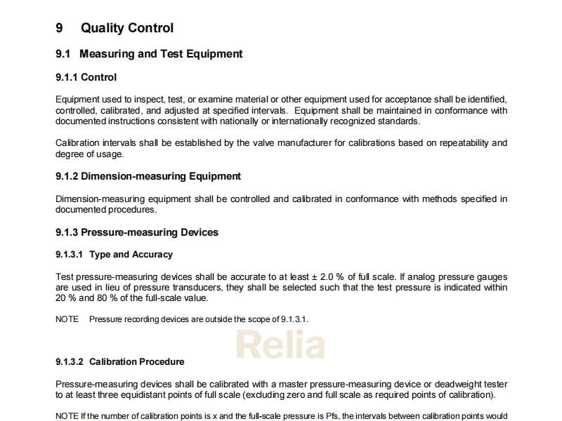 API 6D Quality Control Specifications