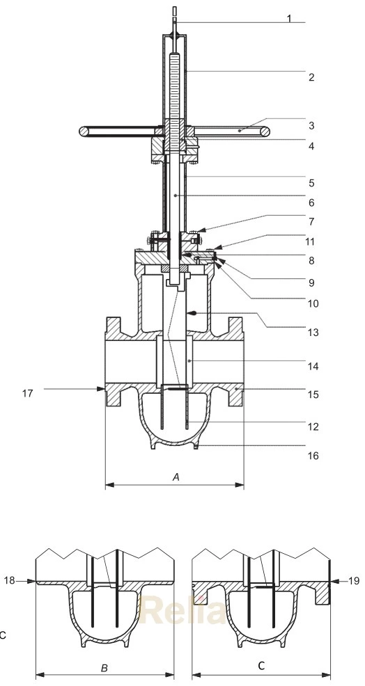 Figure B.13—Gate Valve (Expanding-gateRising-stem)