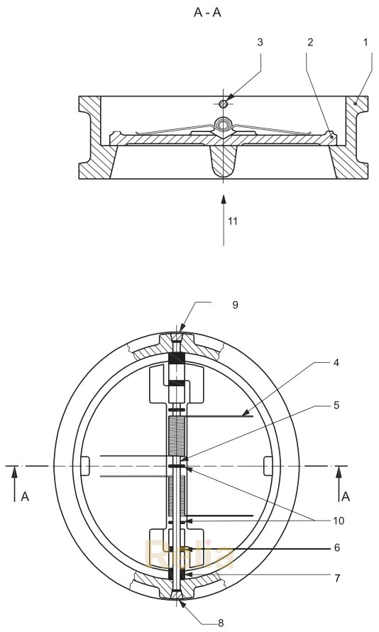 Figure B.9—Check Valve (Long Pattern, Typical Dual-plate Wafer-type)