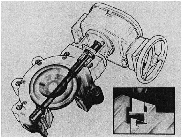 Figure 3-80. High-Performance Butterfly Valve with PTFE Lip Seal Supported by Titanium Metal Ring. (Courtesy of DeZurik.)