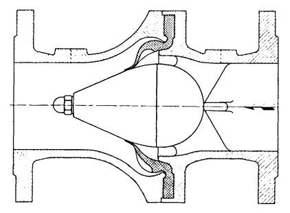 Figure 4-13. Diaphragm Check Valve with Ring-Shaped Pleated Diaphragm.