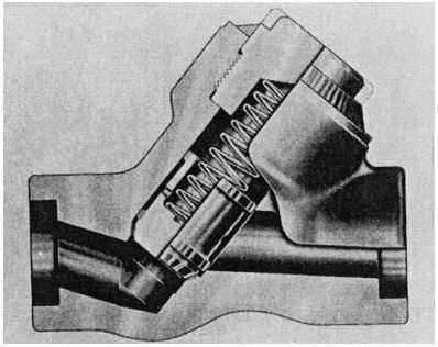 Figure 4-3.&nbsp;Lift Check Valve with Piston-Type Disc, Oblique Pattern. (Courtesy of&nbsp;Edward&nbsp;Valves&nbsp;Inc.)