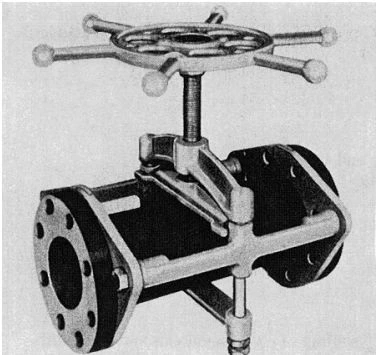 Figure 3-89. Pinch Valve, Enclosed Construction, and Valve Body 50% Prepinched for Sensitive Flow Control. Drain Plug May Be Removed for Vacuum Connection When Valve Is Used on Vacuum Service. 