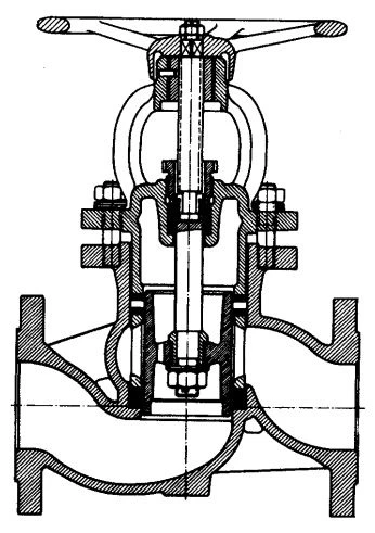 Figure 3-21. Piston Valve, Standard Pattern, Seat Packing Mounted in Valve Body, Piston Pressure Balanced.