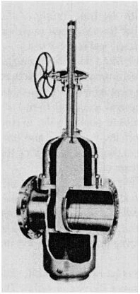Conduit Gate Valve with Scrap View of Seating Arrangement Showing Floating Seats. (Courtesy of W.K.M. Valve Division, ACF Industries, Inc.)
