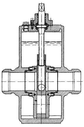 Figure 3-32. Conduit Gate Valve with Metal Seatings and Oil-Filled Body Cavity for Heavily Dust-Laden Gasses and the Hydraulic Transport of Coal and Ores.