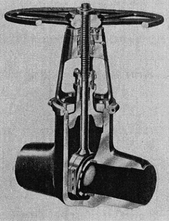 Figure 3-43. Wedge Gate Valve with Two-Piece Wedge, Pressure-Sealed Bonnet, and External Screw.