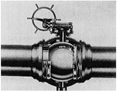 Figure 3-64. Ball Valve with Trunnion-Supported Ball and Floating Seats, with One-Piece Sealed Body.
